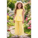Lovinya Kids Kız Çocuk Pötikareli Alt-Üst Takım Şapkalı (3lü Set) - 9 - 10 Yaş - 00Sarı