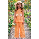 Lovinya Kids Kız Çocuk Pötikareli Alt-Üst Takım Şapkalı (3lü Set) - 9 - 10 Yaş - 01-Turuncu