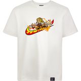 Loviras Beyaz Anime Tişört Orijinal Nakışlı Kyojuro Rengoku Demon Slayer Relaxed Fit Tshirt - XL - Kırık Beyaz
