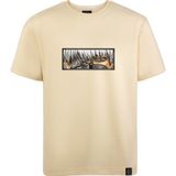 Loviras Loose Fit Bej Kısa Kollu Unisex Tişört Bisiklet Yaka Full Nakışlı Anime Tokyo Ghoul Tshirt - XL