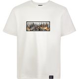 Loviras Loose Fit Beyaz Kısa Kollu Unisex Tişört Bisiklet Yaka Full Nakışlı Anime Tokyo Ghoul Tshirt - XL - Kırık Beyaz