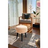 LOVİSSE HOME Coco Puf, Peluş Siyah Ayak, Kırık Beyaz, Oturma Odası, Makyaj Masası Pufu, Kapı Önü, Ayak Uzatma