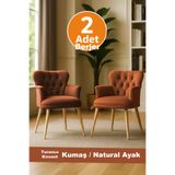 LOVİSSE HOME Kiremit - Turuncu 2 Adet Berjer Tekli Koltuk, Handmade, Sandalye, puf