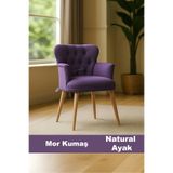 LOVİSSE HOME Mor Ahşap Natural Ayak Diva Berjer Tekli Koltuk Ev, Ofis– Bekleme koltuğu, Otel, cafe, Lobi