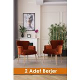 LOVİSSE HOME Quantum Kiremit, Turuncu Kadife Berjer, Tekli Koltuk, Ofis, Bekleme, Balkon, Sandalye, puf, çayseti