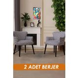 Lovısse Home Siyah Ayak 2Li Berjer Set Tekli Koltuk Balkon, Ofis, Bekleme, Guzellik Merkezi, Cay Seti