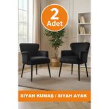 LOVİSSE HOME Siyah Quantum Berjer, Siyah Ayak Tekli Koltuk, Ofis, Bekleme, Balkon, Sandalye, çayseti