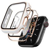 Lovrug Apple Watch Kılıfı ile Uyumlu 2 Paket Kılıf 44 mm SE/Serisi 6/5/4 Dahili Temperli Cam Ekran Koruyucu Ultra İnce Tampon Tam Kaplama iWatch Koruyucu Kılıf Kadın Erkek (Beyaz/Şeffaf)