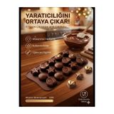 LOVYCO 15 Gözlü Silikon Çikolata Kalıbı - Kalp Yıldız ve Yuvarlak Desenli - Yanmaz Yapışmaz