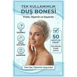 LOVYCO 50 Adet Tek Kullanımlık Şeffaf Duş Bonesi - Lastikli Su Geçirmez Pratik Banyo ve Saç Boya Bonesi