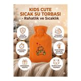 LOVYCO Kids Cute Peluş Kılıflı Sıcak Su Torbası - Sevimli Kedi Desenli Yumuşak Çocuk Termoforu