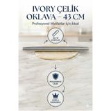 LOVYCO Paslanmaz Çelik Oklava 43 cm - Yapışmaz Hijyenik Metal Hamur Açma Rulosu (Profesyonel Seri)