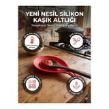 LOVYCO Silikon Kaşık Altlığı - Isıya Dayanıklı Tezgah Üstü Kirli Kaşıklık - Leke Tutmaz Kırmızı
