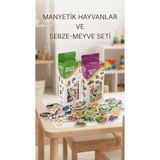 Lowell Home Manyetik Oyuncak Set Hayvanlar Sebze Meyve Magnetli 56 Parça