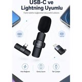 Lowell Home Usb-C ve Lightning Uyumlu Kablosuz Yaka Mikrofonu Tak Çalıştır Telefon Ses Kayıt Seti