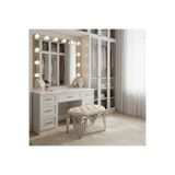 lowena home ULTRA LAK GÜMÜŞ KAPLAMA METAL AYAKLI KREM BABY FACE KUMAŞLI PUF