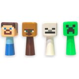 LOY3D Minecraft Sprunki Figür 4 Adet 7 cm Steve, Köylü, Iskelet, Creeper - Çok Renkli