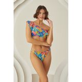 Loya Kadın Renkli Fresh Flower Tek Omuz Tek Üst Bikini Çok Renkli