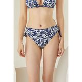 Loya Lacivert Yaprak Desen Yandan Ipli Tek Alt Bikini - 38