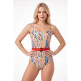 Loya Renkli Rainbow Toka Detaylı Straplez Mayo - 42