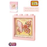 Loz FFLZ-1960 Ledli Pembe Dekoratif ve Koleksiyonluk Kelebek Tablo 822 Parça Yapım Seti