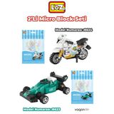 Loz Micro Block 2'li Yarış Seti Araba Motor 2 Farklı Model Dekoratif Oyuncak Yapım Seti Yapı Blok Seti