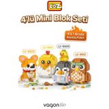 Loz Micro Block 4'lü Sevimli Hayvan Seti 4 Farklı Model Dekoratif Oyuncak Yapım Seti Yapı Blok Seti
