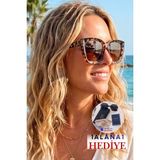 Lozzo Kadın UV400 Leopar Çerçeve Oversize Cat Eyes Güneş Gözlü? - Kahverengi - Leopar