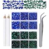 LPBeads 6000 adet zümrüt ve safir düzeltmesiz yapay elmas, 6 farklı ebatta, yuvarlak kristal cam, düz sırt, yapay elmas, cımbız ve tırnak sanatı, el işi, kıyafet çantası, kendin yap için
