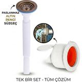 LPD Antik Çöpmak Körüklü Büyük Kafalı Tırnaklı Mutfak Evye Lavabo Gider Sifonu (Üstü Paslanmaz Altı Plastik) + Çekvalfli Conta Kötü Koku Böcek Kirli Su Önleyici Lavabo Gider Aparatı