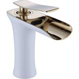 LPD Beyaz / Gold Şelale Akışlı Lavabo Bataryası - Özel Seri