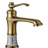 LPD Seramik Desenli Altın Banyo Lavabo Bataryası