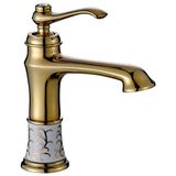 LPD Victoria Porselen Desenli Lavabo Bataryası - Altın