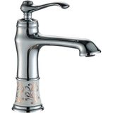 LPD Victoria Porselen Desenli Lavabo Bataryası - Krom