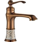 LPD Victoria Porselen Desenli Lavabo Bataryası - Rose