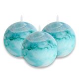 LPUSA Batik Turkuaz Rustik Top Sütun Mumlar - 7,5 cm Kokusuz Yuvarlak Mumlar Düğün Dekorasyonu, Kutlamalar, Tatil Mumları ve Ev Dekoru için - 3 Parafin Küre Mum Seti