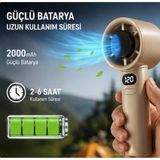 LRS Store 120 Kademeli Şarjlı El Fanı | Fırçasız Motor | LED Ekran | Güçlü Batarya | Sessiz Mini Fan