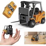 LRS Store 1/64 Ölçek Metal Gövde Uzaktan Kumandalı Forklift Araba-6 Kanal Kontrollü Şarjlı Mini Iş Makinası - 10 cm