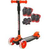 Lrs Store 3 Tekerlekli Işıklı Çocuk Scooter-Turuncu- Işıklı Ayarlanabilir 3-7 Yaş + Koruyucu
