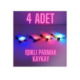 LRS STORE 4 Adet Işıklı Parmak Kaykay Anahtarlık Disko Işıklı Parmak Kaykayı Finger Skateboard