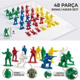 LRS Store 48 Parça Asker Figür Seti Plastik Oyuncak 6 cm Komanda Asker Figürleri