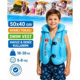 LRS Store A+ 5-8 Yaş Çocuk Şişme Can Yeleği 50X40 cm Yüksek Kalite Havuz Deniz Yüzme Yelek 18-30 kg Taşıma - Mavi
