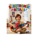 LRS STORE Büyük Boy Müzikli Elektronik Rock Gitar - Askılı, Ses Efektli Eğitici Oyuncak Müzik Aleti Erkek Çocuk Hediye