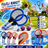 LRS Store Büyük Boy Premium Fileli Raket Seti – Top & Badminton Bir Arada Yüksek Kalite Bahçe Oyuncağı