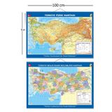 LRS Store Büyük Türkiye Haritası 70X100 cm Çift Taraflı Çıtalı Askılı Hem Siyasi Hem Fiziki