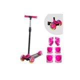 Lrs Store Çocuk Işıklı Scooter Koruyucu Set, Başlangıç Ve Ileri Seviye 3 Tekerlekli 2-7 Yaş 50 Kg Taşıma, Pembe
