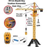 LRS Store Dev Boy 99 cm Işıklı Uzaktan Kumandalı Kule Vinç – Şarjlı & Dönüşlü Büyük Çocuk Oyuncak Inşaat Seti