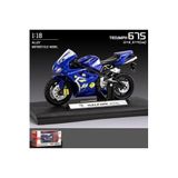 LRS STORE Doytona Trumph 675 Model Motosiklet Özel Standlı Detaylı Dekorasyon Oyuncak Motorsiklet 1:18 Mavi