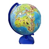 Lrs Store Dünya Küresi Işıksız Hayvan Figürlü 20 Cm Çap,31 Cm Yükseklik Eğitici Dekoratif Yer Küre Atlas, Mavi