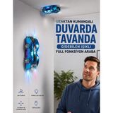 LRS Store Duvarda Tavanda Giden Uzaktan Kumandalı Araba - LED Işıklı Vakum Teknolojili Rc Araba - Lacivert